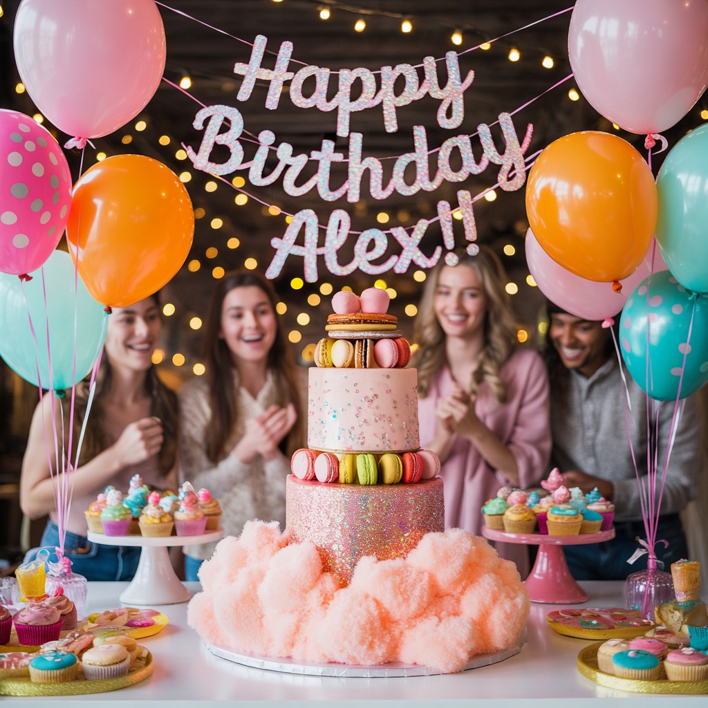 Thematische verjaardagsdecoratie met feestelijke elementen